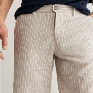 Printed linen-cotton blend Bermuda short